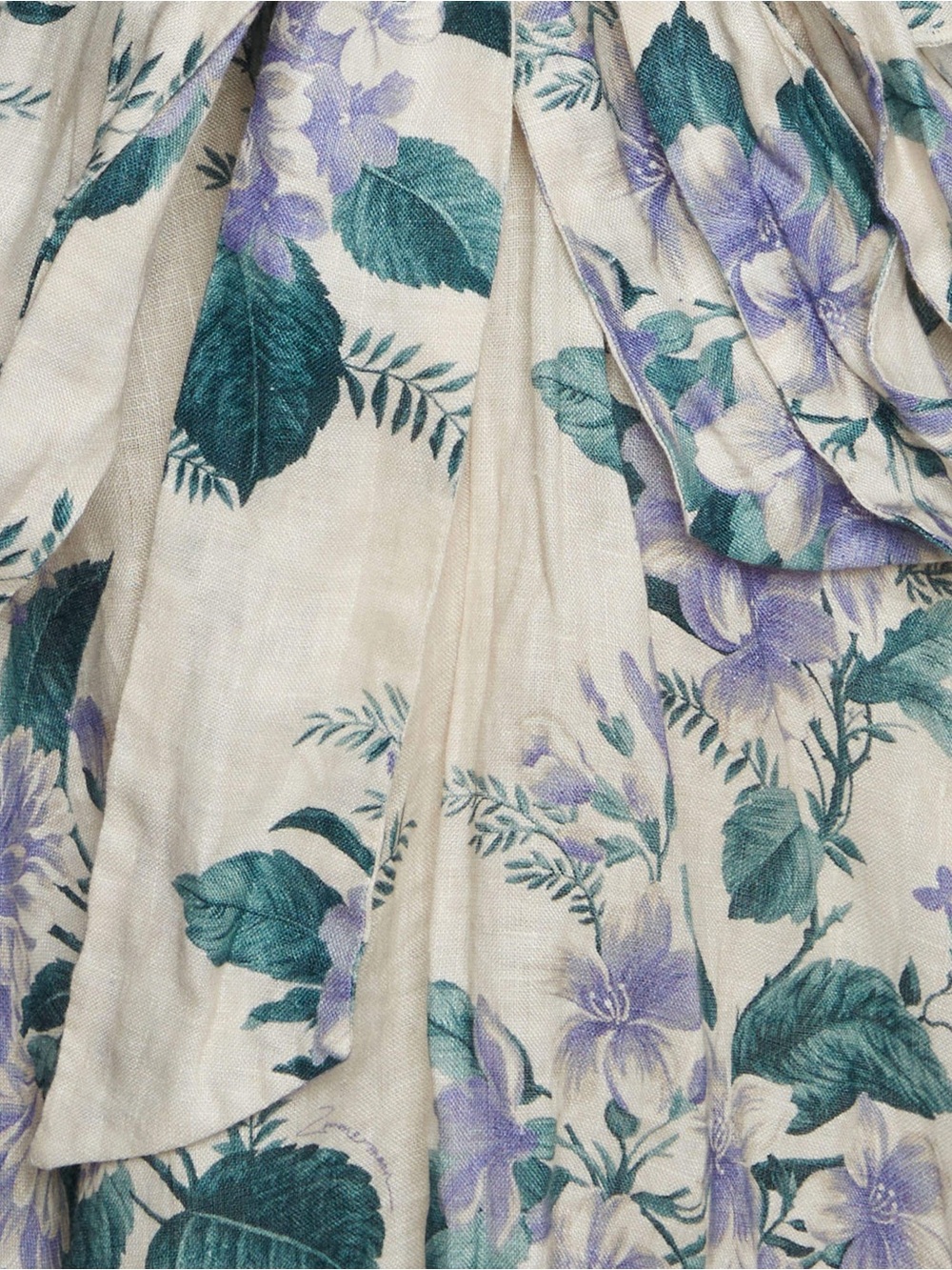 Zimmermann | Cream Hydrangea Floral Print Linen Cassia Mini Dress - Picture 8 of 9